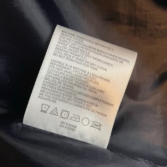 Laundry Shelli Segal Dark Navy Blue Faux Fur Down Cinched Puffer Coat womens M - Picture 16 of 17